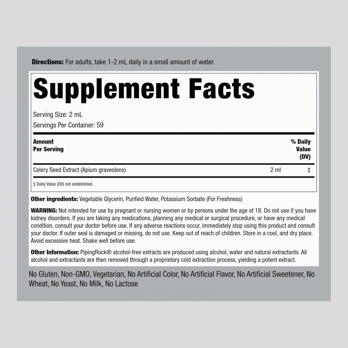 Piping Rock Extracto de Semilla de Apio Líquido 4oz Herb Tincture