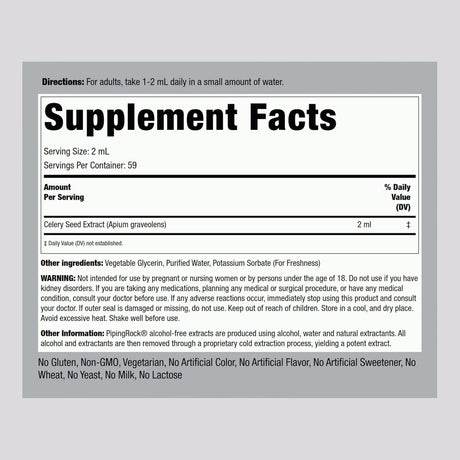 Piping Rock Extracto de Semilla de Apio Líquido 4oz Herb Tincture