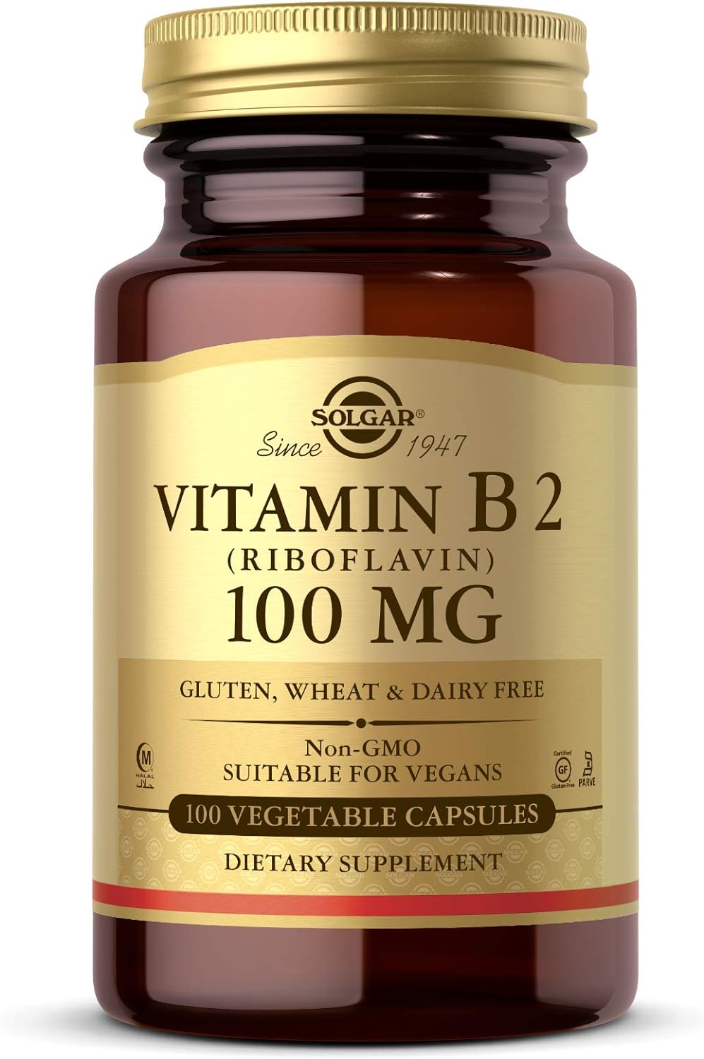 Suplemento Solgar Vitamina B2 (riboflavina) 100 mg 100 cáp