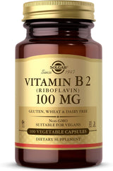 Suplemento Solgar Vitamina B2 (riboflavina) 100 mg 100 cáp