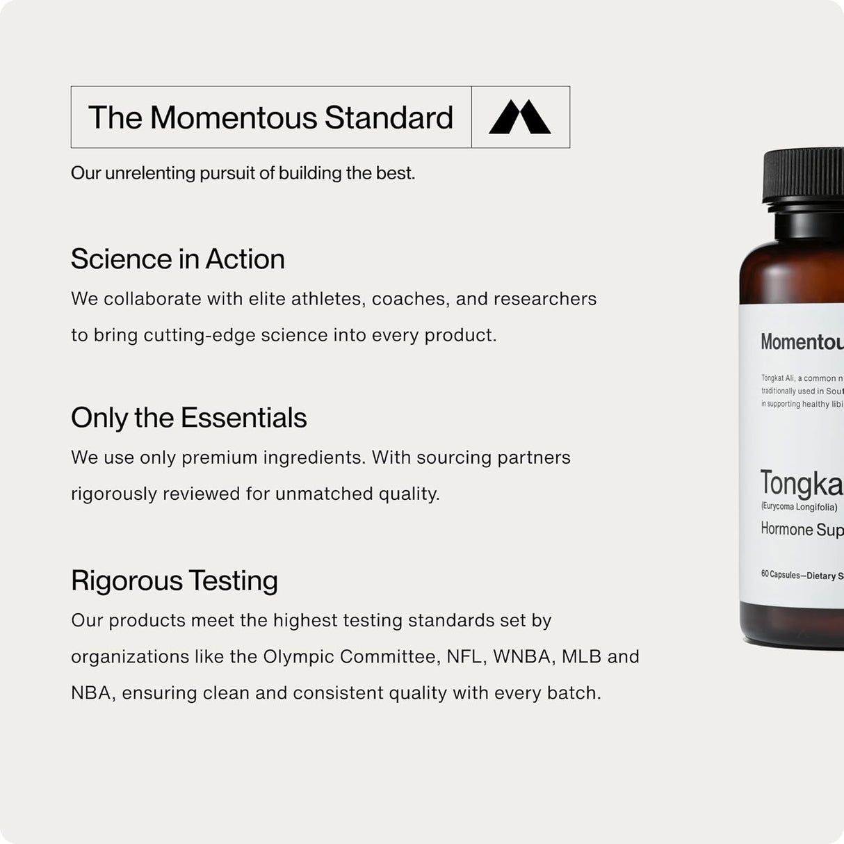 Momentous Tongkat Ali - Suplemento Natural para Energia y Hormonas - 30 Porciones
