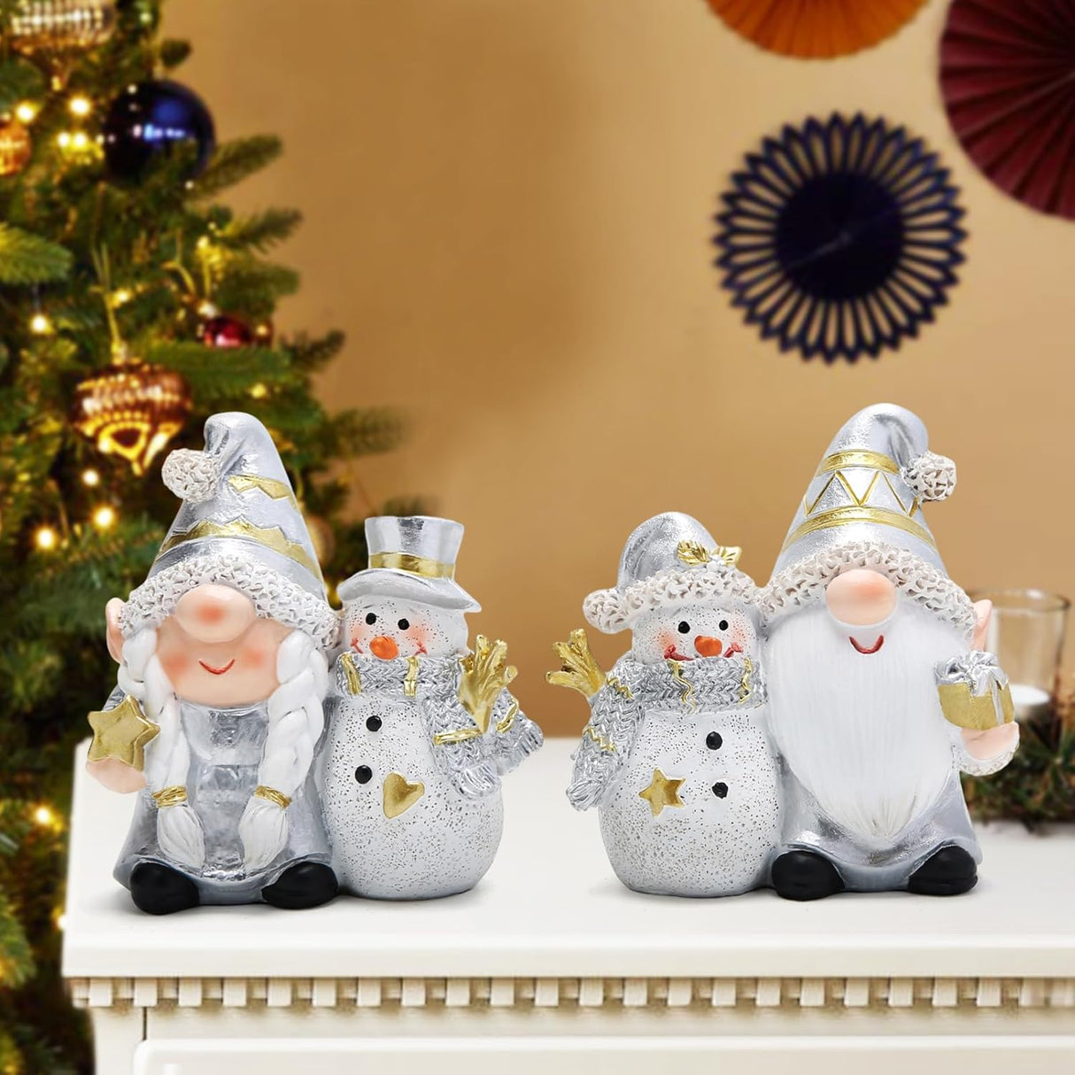 Muñeco de Nieve Hodao Duo de Gnomo y Decoración Navideña