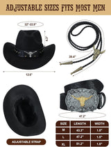 Conjunto Vaquero Hombre Suede Leather: Chaleco, Sombrero, Corbata