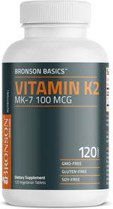 Suplemento de Vitamina K2 MK-7 Bronson, 100 MCG, 120 Tabletas