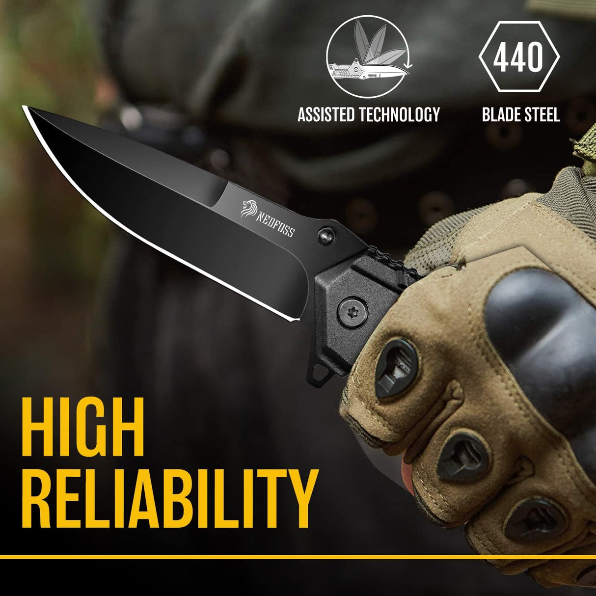 Cuchillo plegable de bolsillo EDC 5 en 1 para hombres, negro