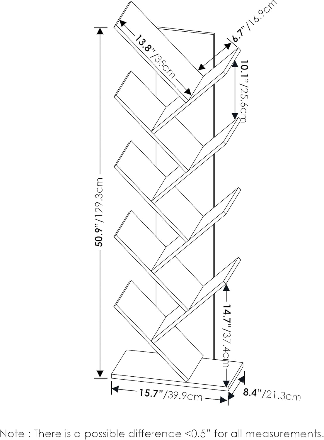 Estantería de pie estilo árbol de 9 niveles, modelo espresso