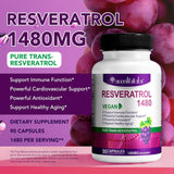 Suplemento Resveratrol 1,480 mg con quercetina 90 cápsulas