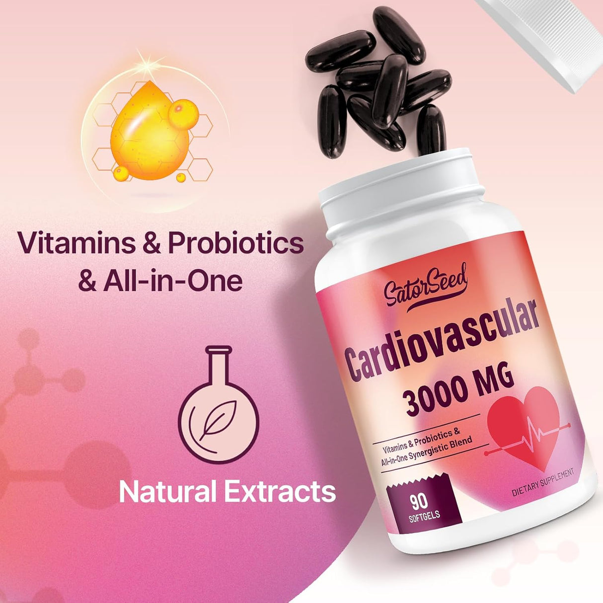 Suplemento Cardiovascular 3000MG Omega-3 y CoQ10 90 Cápsulas