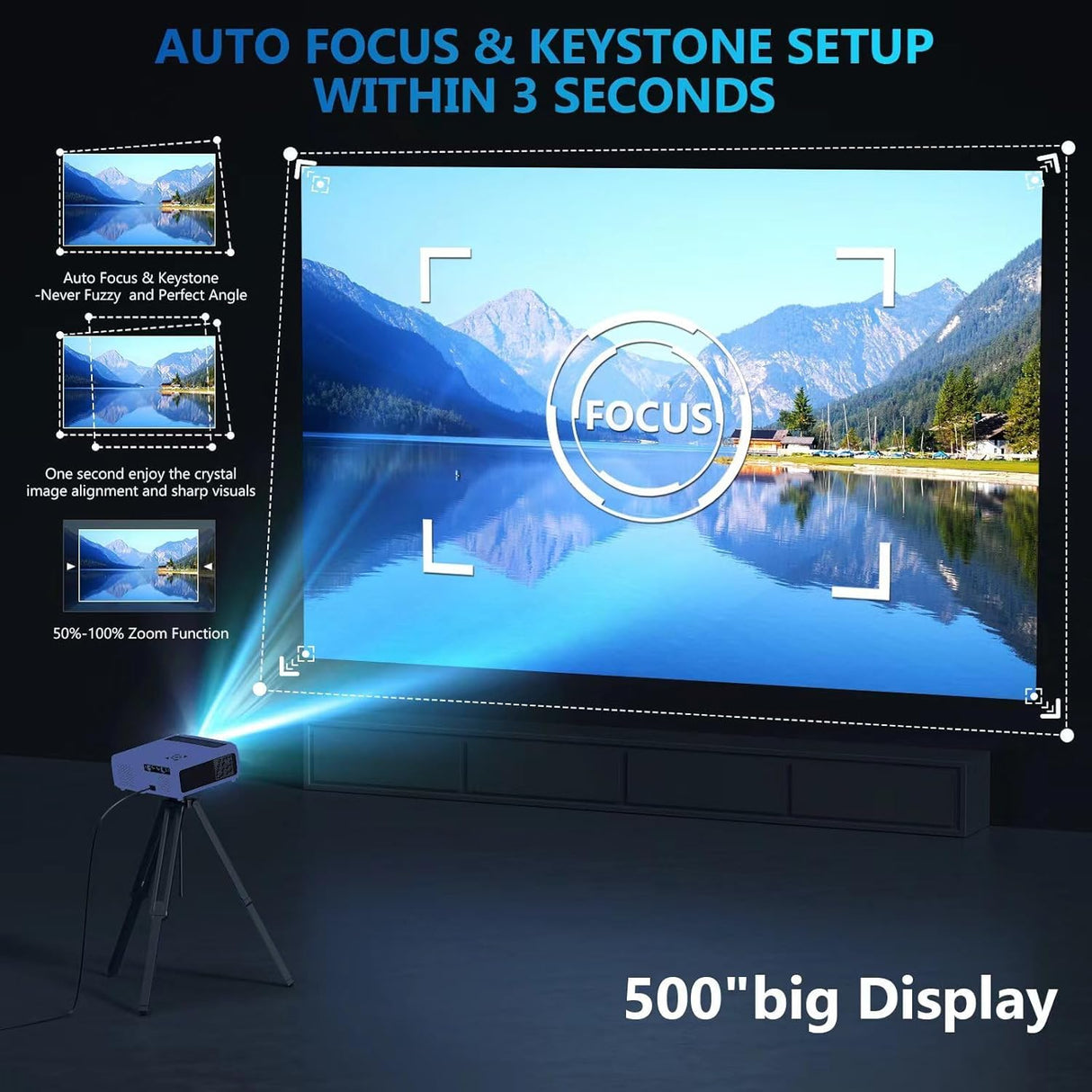 Proyector 4K XNoogo, 1300ANSI, WiFi6, Bluetooth, Auto Keystone