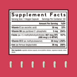 Suplemento de hierro con vitamina C B6 folato y B12
