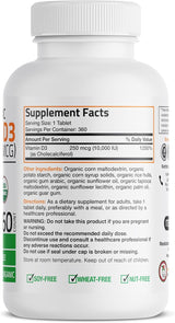 Bronson Vitamina D3 10,000 IU Orgánico 360 Comprimidos
