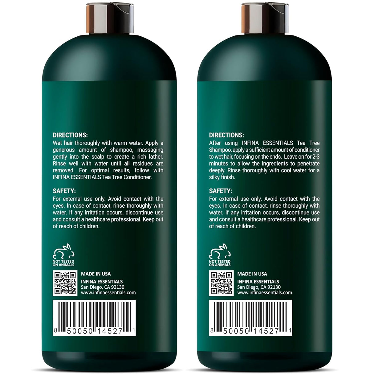 Juego de champú y acondicionador de aceite de árbol de té.