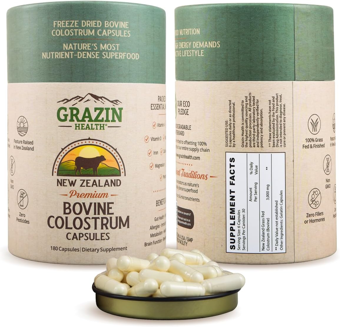 Colostro Bovino Alimentado con Pasto 3000mg - 30 Cápsulas