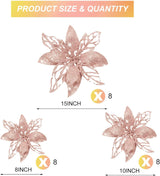 Flores Artificiales Poinsettia Boao 24 Piezas Decoración Navidad