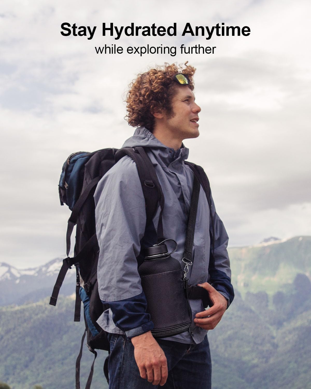 Botella de agua aislada BUZIO 64oz con tapa y popote, modelo