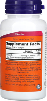 Now Foods Vitamina D3 1000 IU 180 cápsulas 2 pack