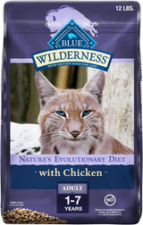 Blue Buffalo Comida para gatos, receta natural de pollo, Wilderness alta en proteínas, alimento seco para gatos adultos, bolsa de 12 libras