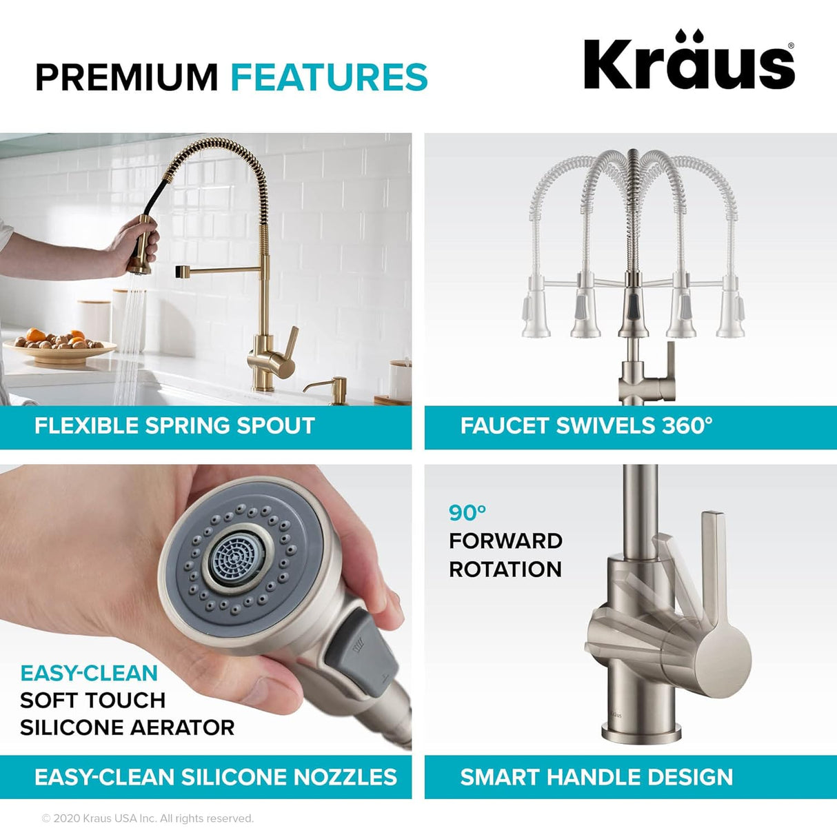 Grifo de cocina con cabezal rociador KPF-1690BG Kraus