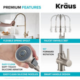 Grifo de cocina con cabezal rociador KPF-1690BG Kraus