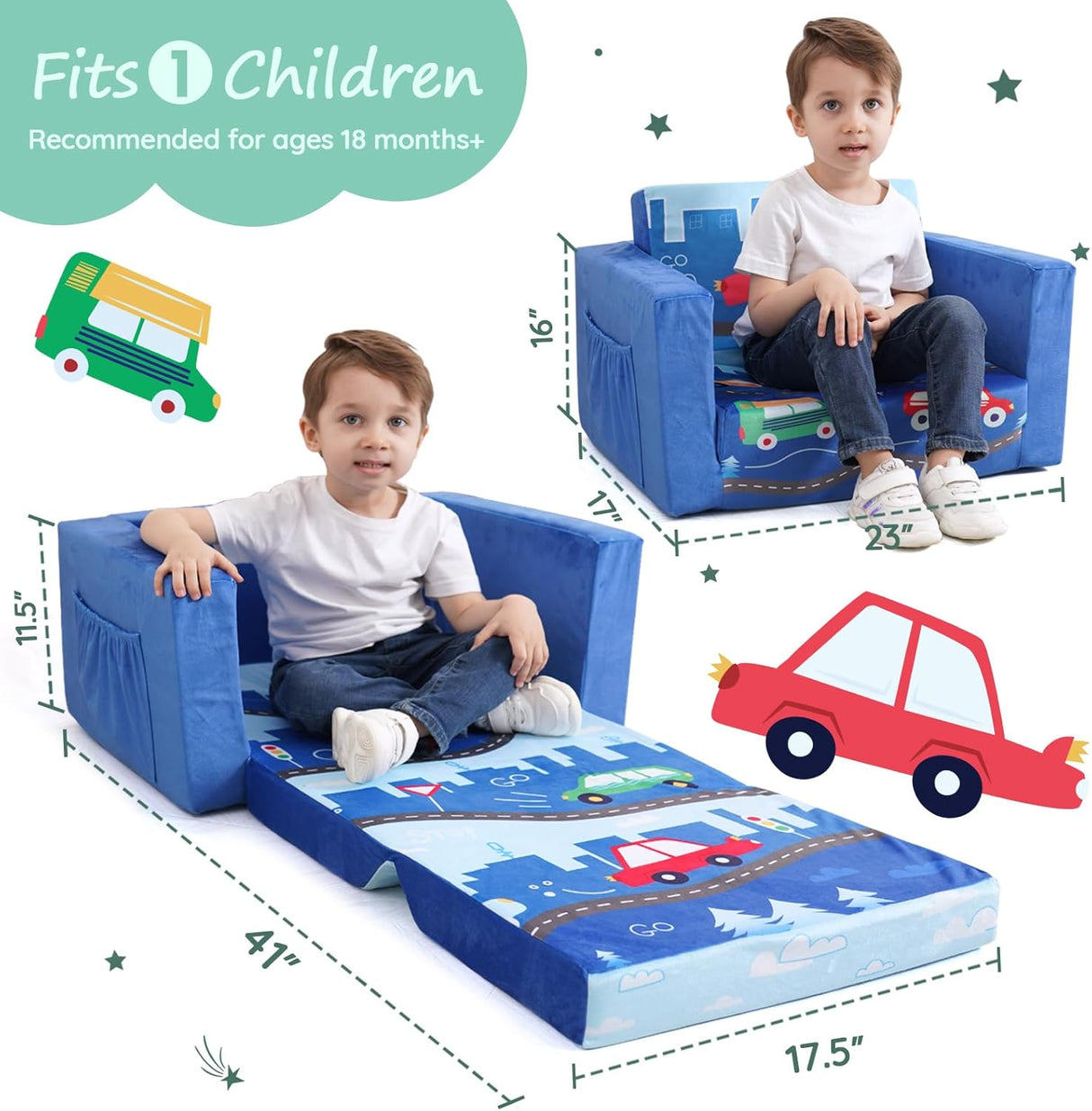 Silla plegable de felpa suave para niños, niñas y bebés