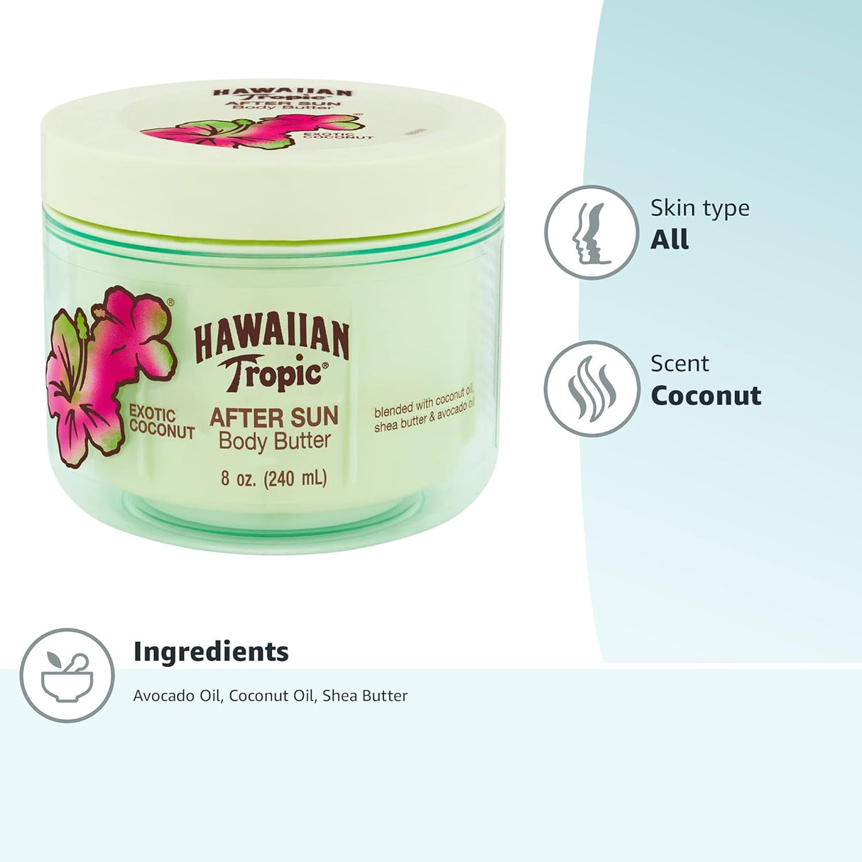 Crema hidratante corporal con aceite de coco Hawaiian 8 oza