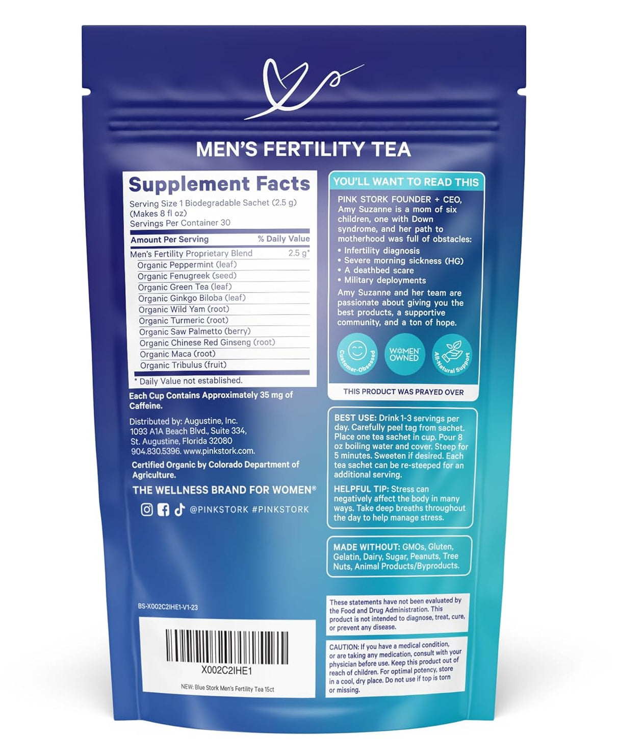 Té de Fertilidad para Hombres Blue Stork, Orgánico, 15 Sobres