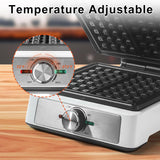Máquina de Waffles 2 Rebanadas, Antidesbordamiento, 1200W
