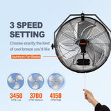 VEVOR Ventilador de Pared 18 3 velocidades IP44, 4150 CFM