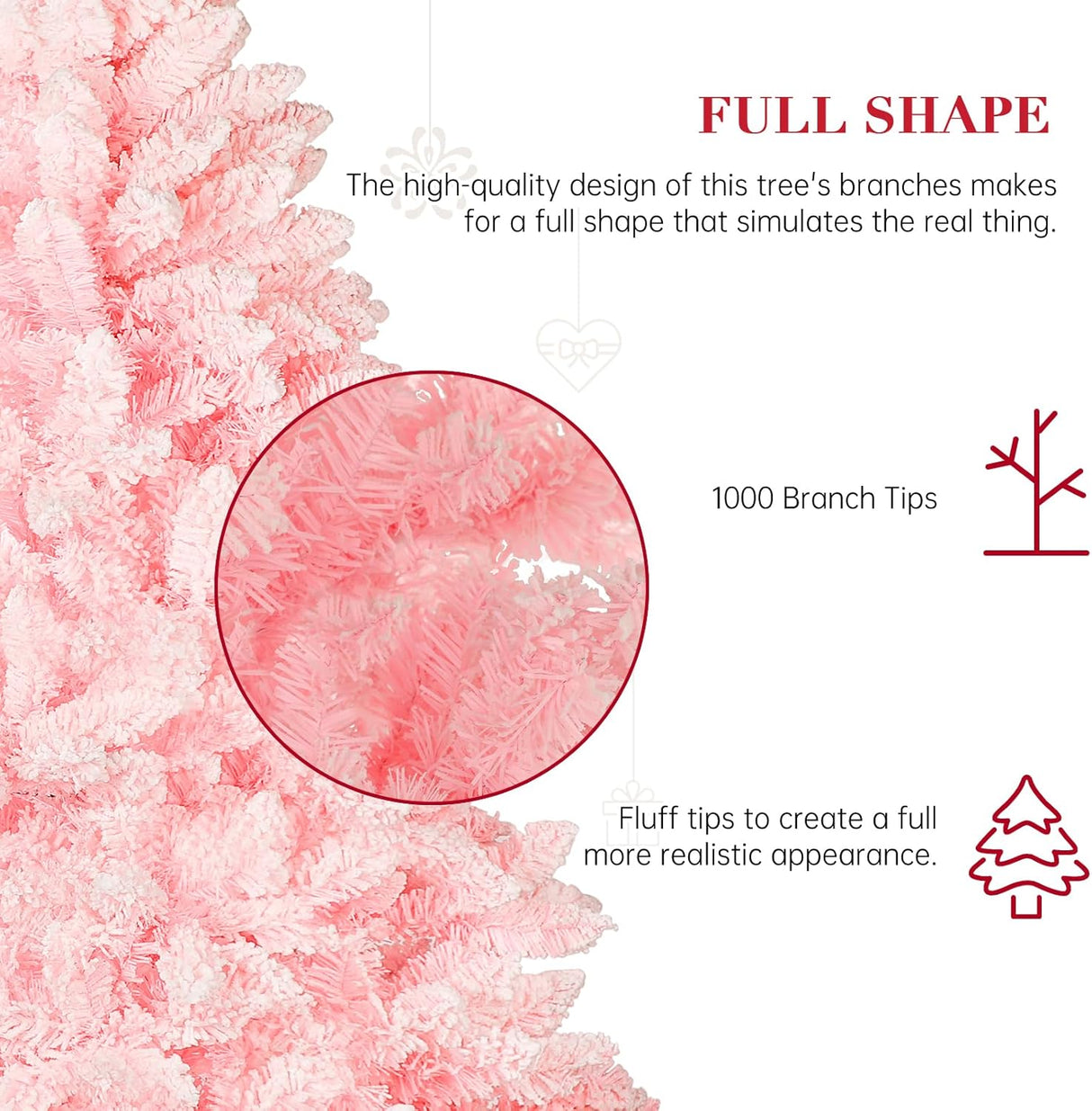 Árbol de Navidad Artificial SUNCROWN 6ft Flocked Premium 1000 Ramas