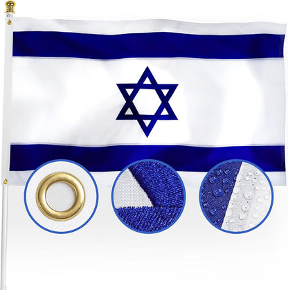 Bandera de Israel bordada de alta calidad de 3 x 5 pulgadas