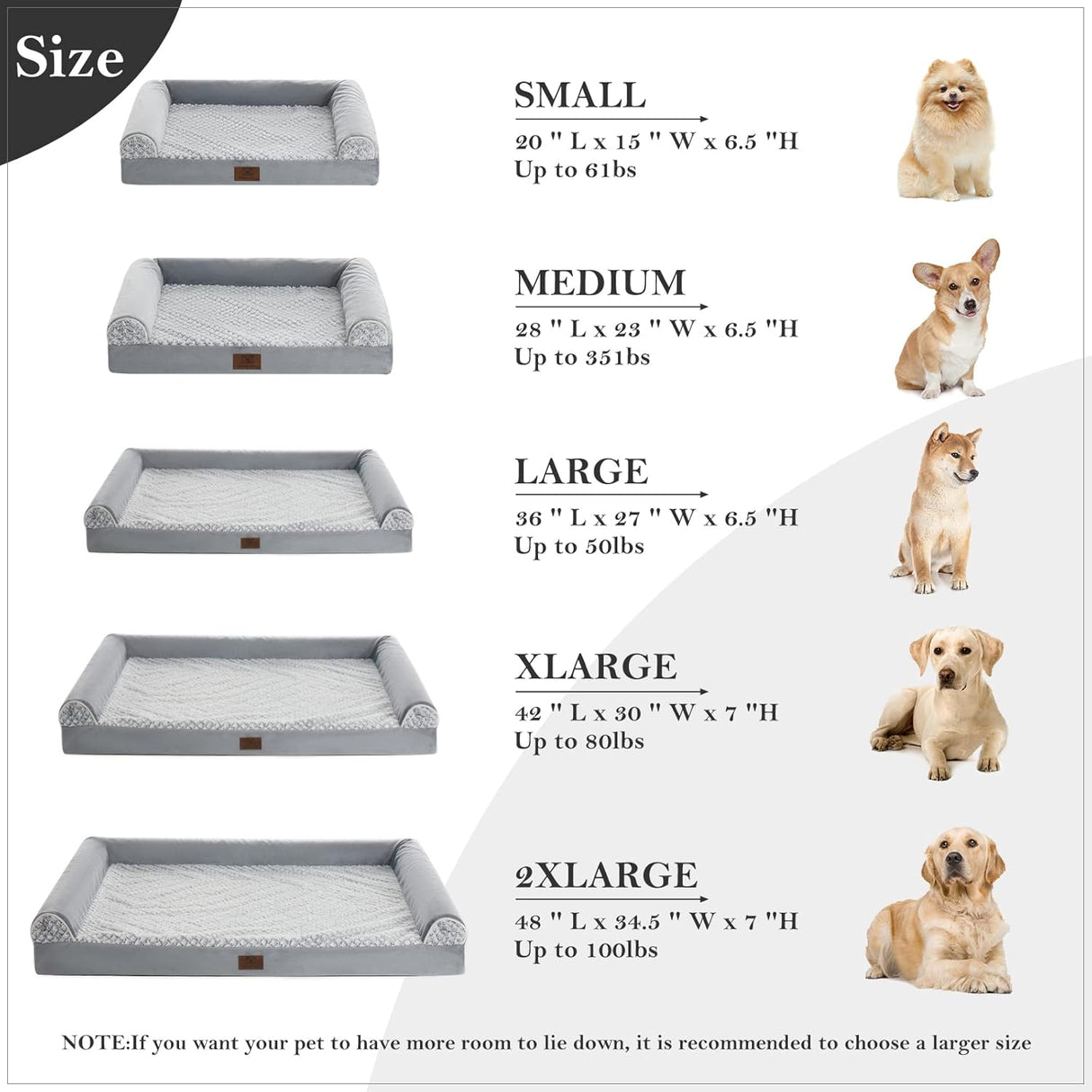Cama ortopédica para perros WNPETHOME, con funda impermeable