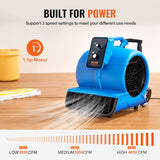 VEVOR Soplador de Piso 4000 CFM, 3 Velocidades, Portátil