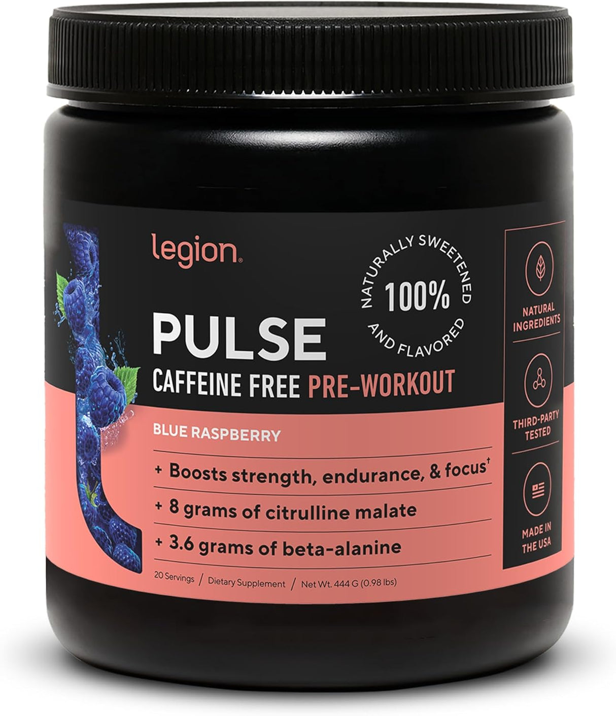 Suplemento Pre Entrenamiento Natural Sin Cafeína Blue Razz