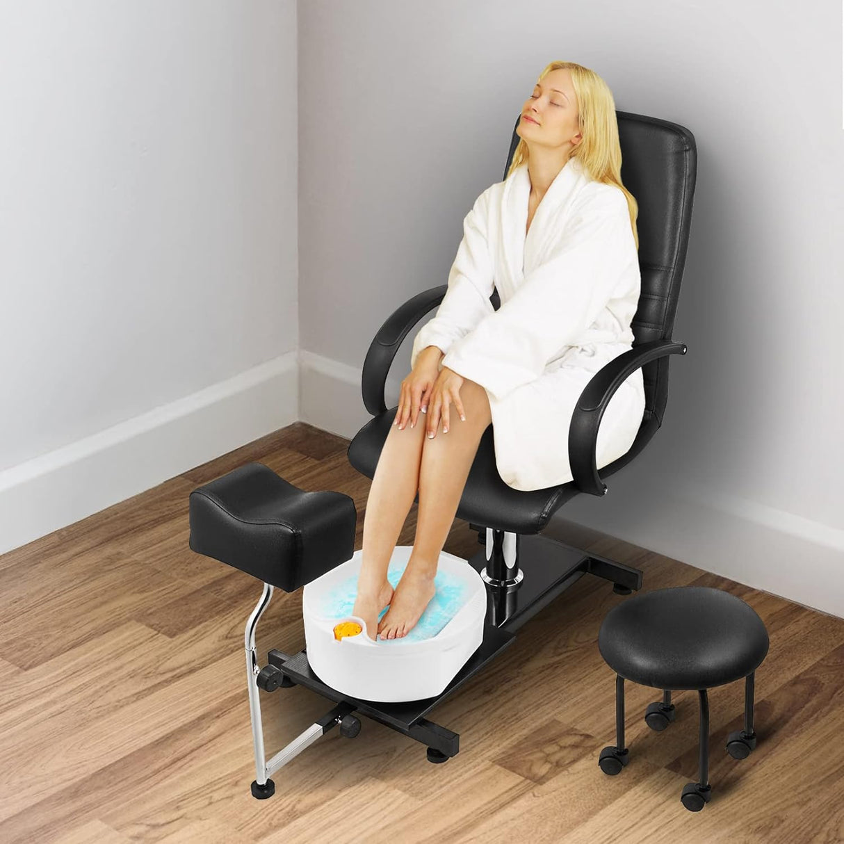 Happybuy Unidad de pedicura de spa ajustable de limpiar negro