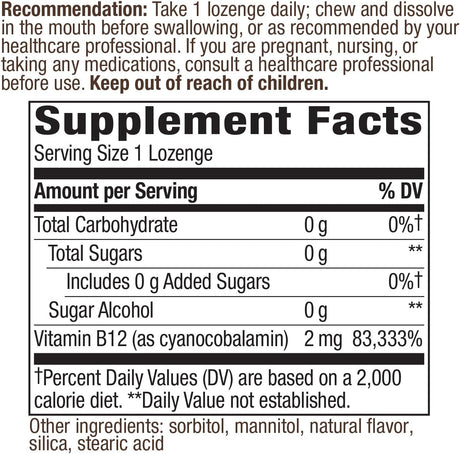 Natures forma de vitamina B-12 – 2000 mcg – 100 lozenges