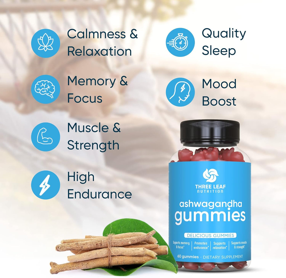 Gomitas de Ashwagandha - Suplemento para Enfoque y Energía - 60 u.