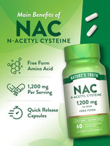 NAC Nature's Truth 1200mg Cápsulas 60 N-Acetil Cisteína