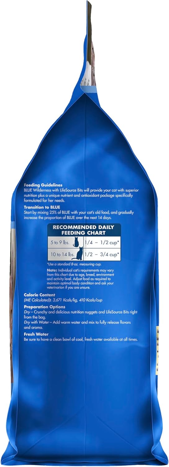 Blue Buffalo Wilderness - Alimento seco natural para gatos adultos con alto contenido en proteínas, pollo de 2 libras