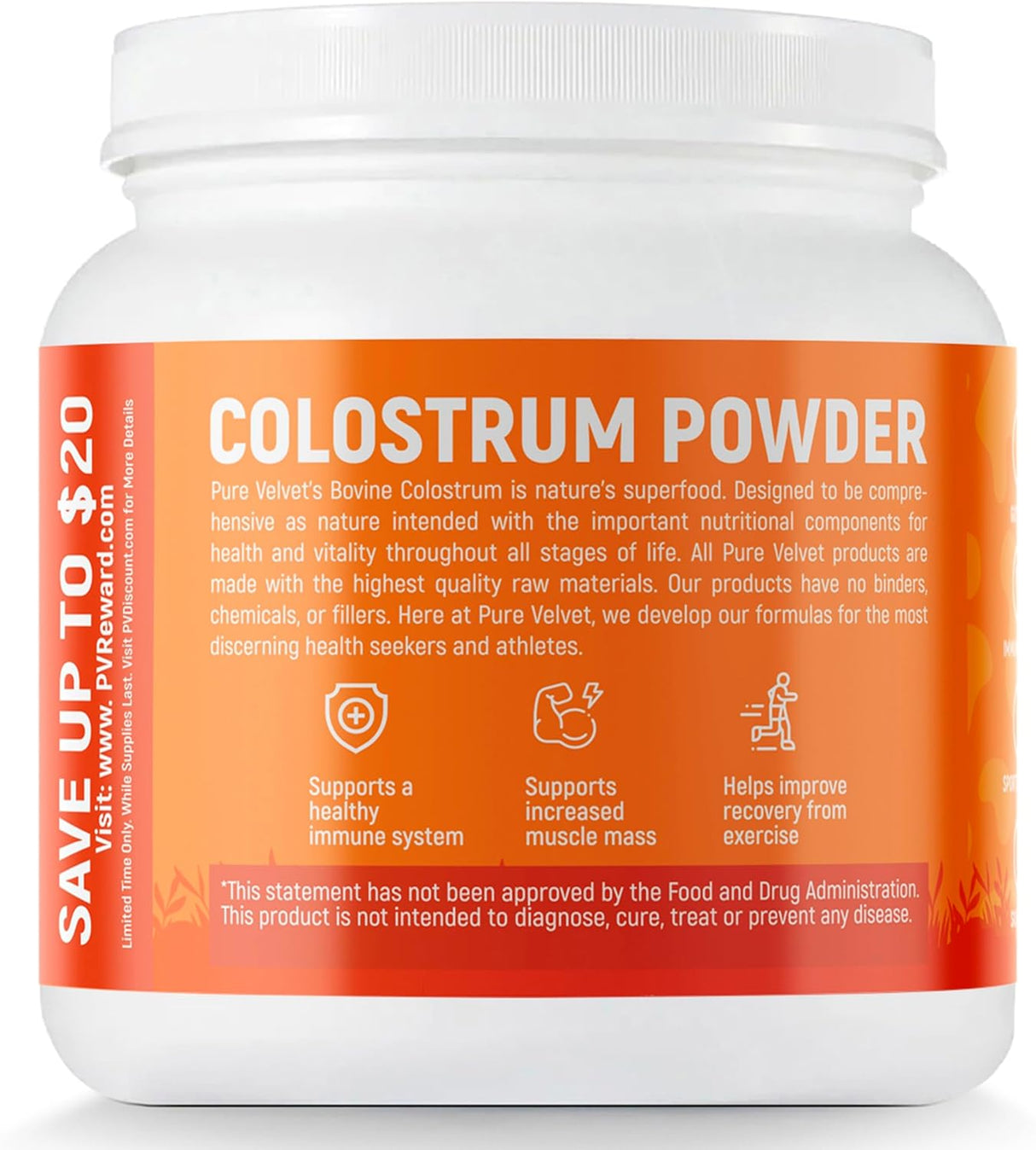 Polvo de Colostro Puro Velvet, Salud Digestiva, 10 Onzas