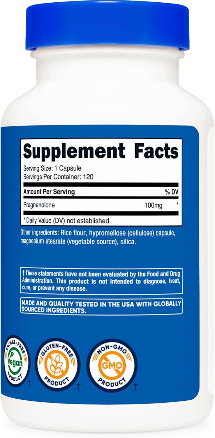 Nutricost Pregnenolona 100mg, 120 Cápsulas Vegetarianas