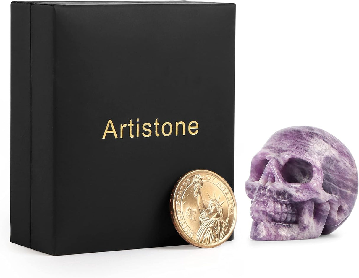 Calavera de Cristal Esqueleto de Lepidolita para Decoración
