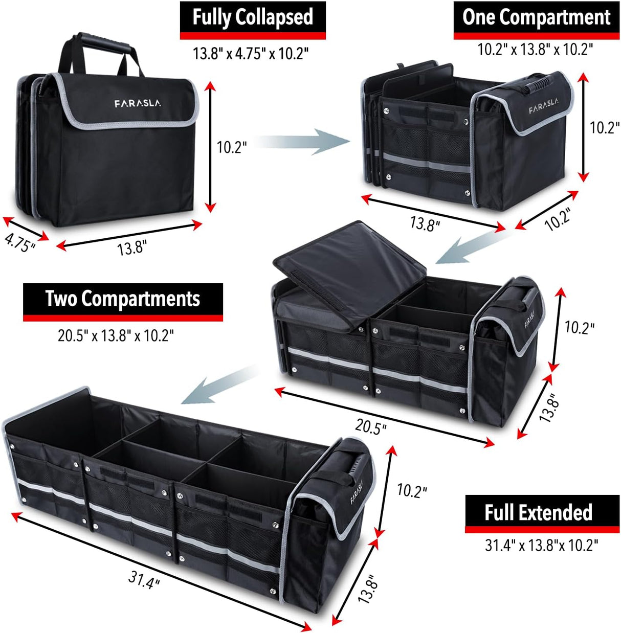 Organizador de maletero impermeable con enfriador, plegable