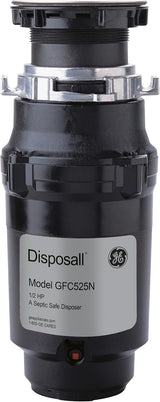 Triturador de desperdicios GE, 1/2 HP, para 2-4 personas, GFC525N