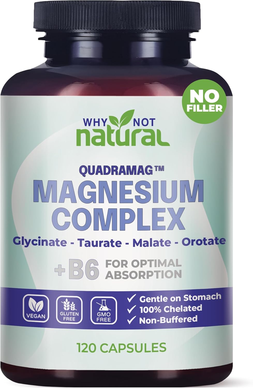 Suplemento Magnesio 4-en-1, Complejo Glycinate/Taurate/Malate/Orotate, 300 mg, 120 Cápsulas