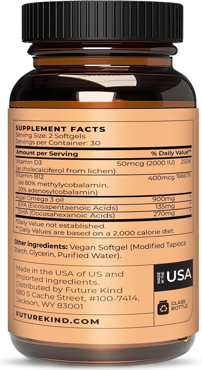Multivitaminas Veganas Future Kind, Omega 3, B12, 60 Softgels