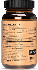 Multivitaminas Veganas Future Kind, Omega 3, B12, 60 Softgels