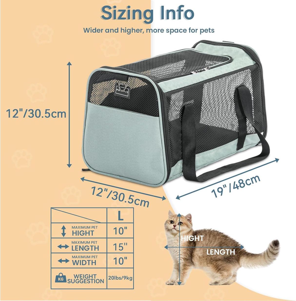 Transportador de perros  gran capacidad ligero para viajes