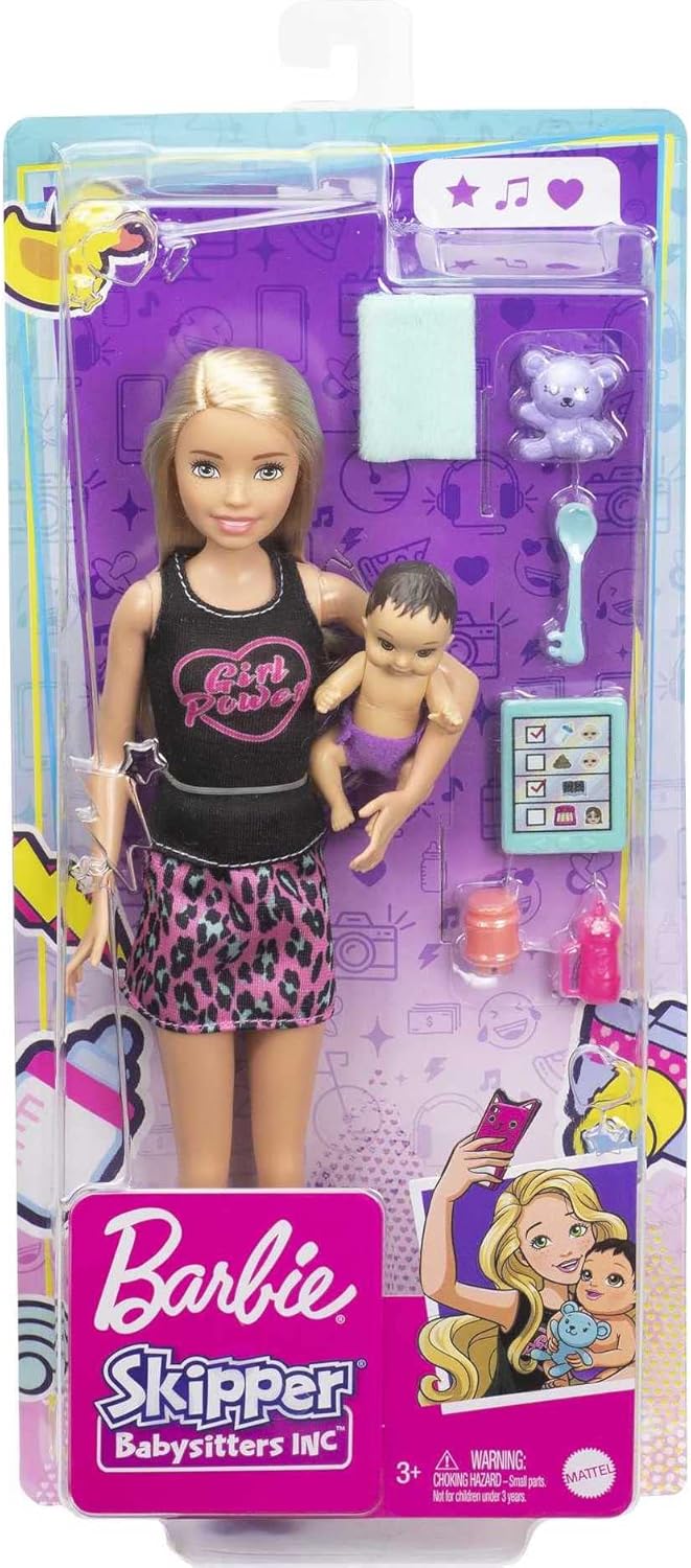 Barbie Skipper Babysitters Inc Set con Muñeca, Accesorios y Top