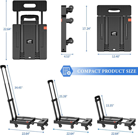 Carretilla Plegable SOYO, 500 lbs, 6 Ruedas, Carga Portátil