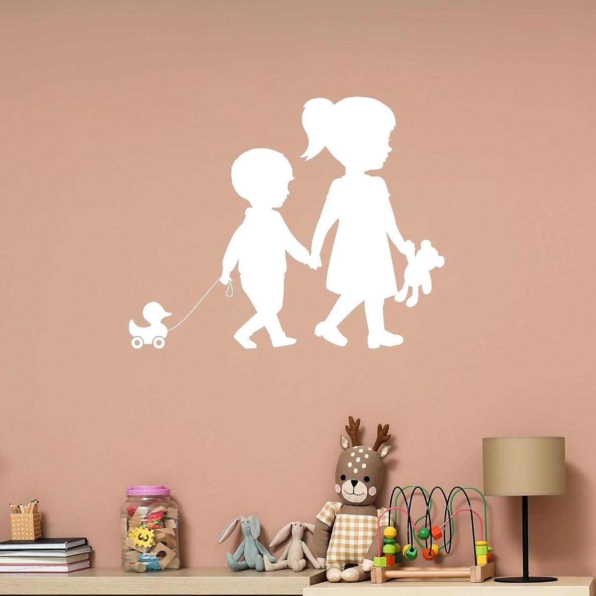Vinilo Decorativo Hermanos Jardín Infantil Juguetes g8374